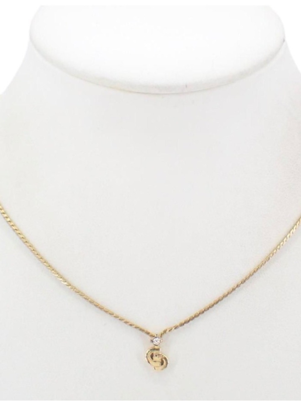 Christian Dior Gold Logo Necklace w/ Crystal | Authenticated | Minimalist ✨